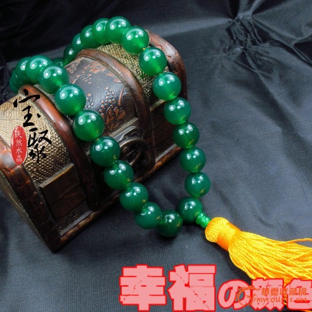 甄嬛传雍正皇帝同款27颗天然绿玛瑙手链佛珠