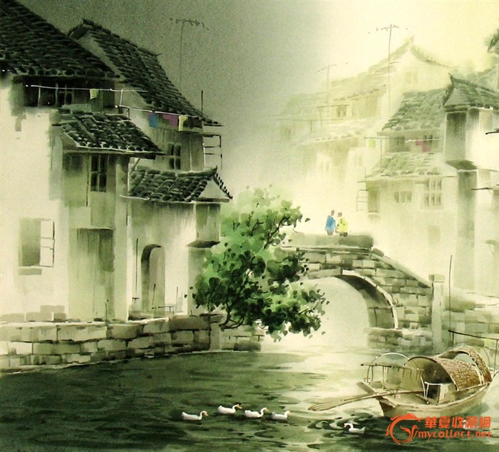 张明康/江南水乡/风景/水彩画/装饰送礼/20359