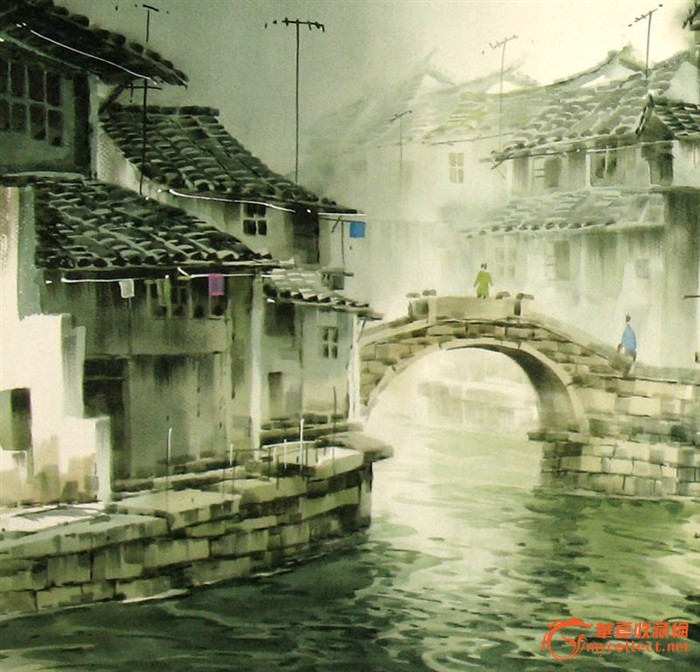 张明康/江南水乡/风景/水彩画/装饰送礼/20363