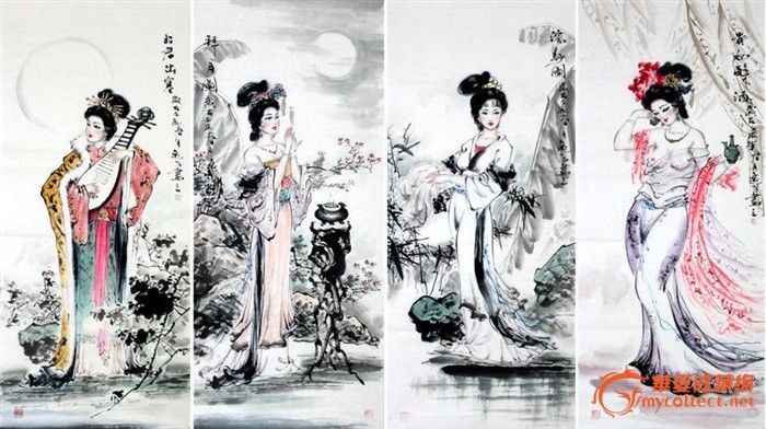唐逸飞/<em>美女</em>图/四条屏/<em>古代四大美女</em>/22527-唐