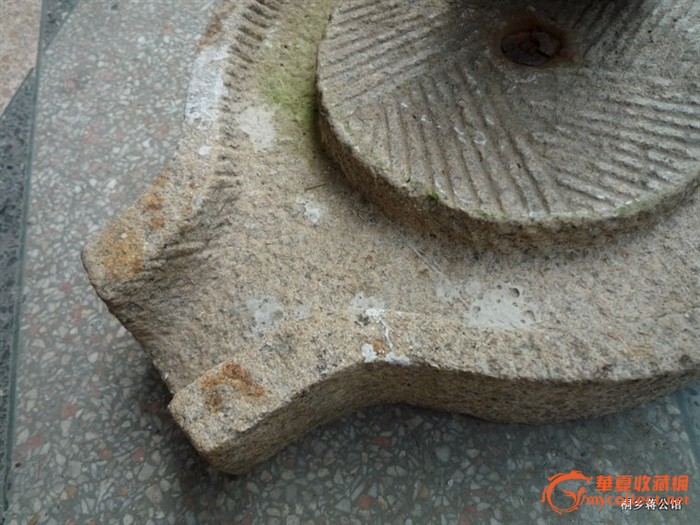 老石器寿桃纹石头磨子磨盘碾磨手工旧石雕古玩杂项