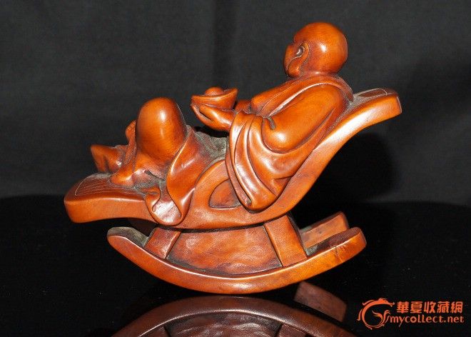 黄杨木快乐财富笑佛(悠闲自在)-黄杨木快乐财富