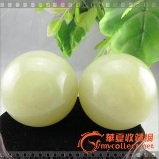 白玉健身球 玉石手玩件 保健养生手球手把件玉