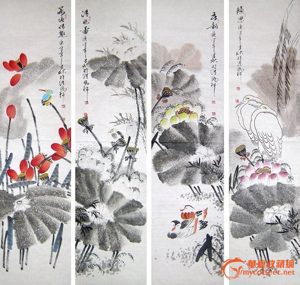 王建秋·花鸟四条屏