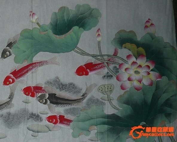 山东工笔画家翠霞作品(连年有余)_山东工笔画