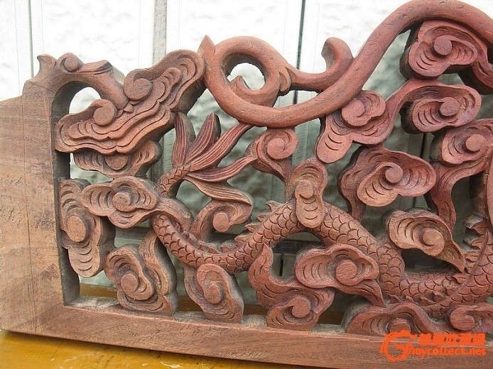 晚清血榉木床眉