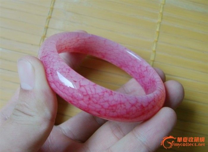 天然鸡血石鸡血粉红玉 手镯 内径60cm