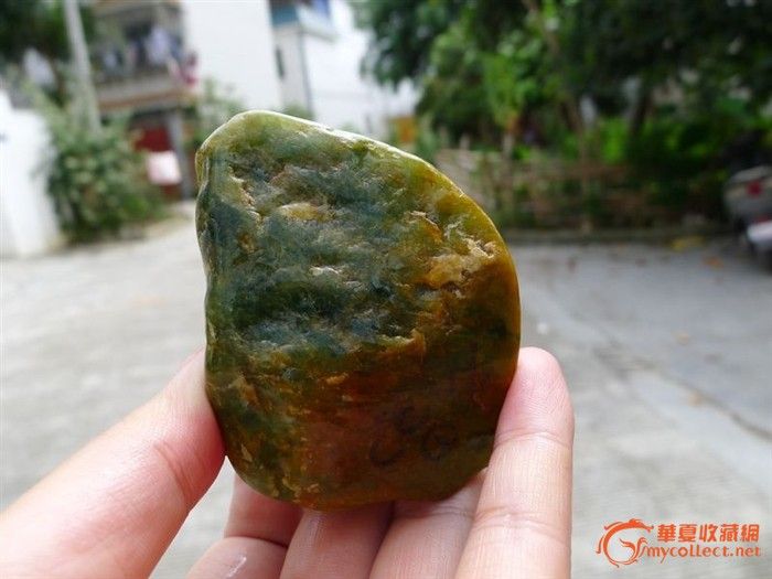 莫过龙冰糯种飘蓝绿花明料 HT-莫过龙冰糯种飘