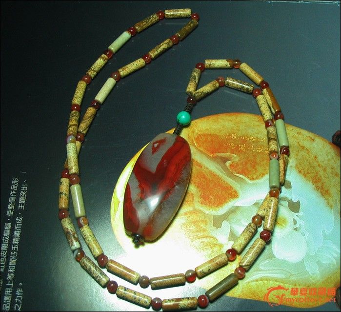 天然石虎皮玉石项链战国红玛瑙吊坠_天然石虎