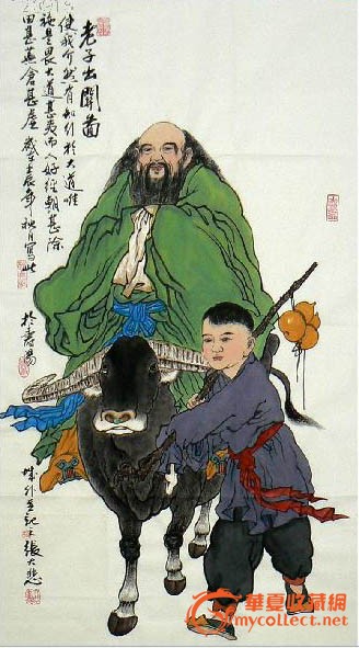 张大悲·国画人物作品《老子出关》