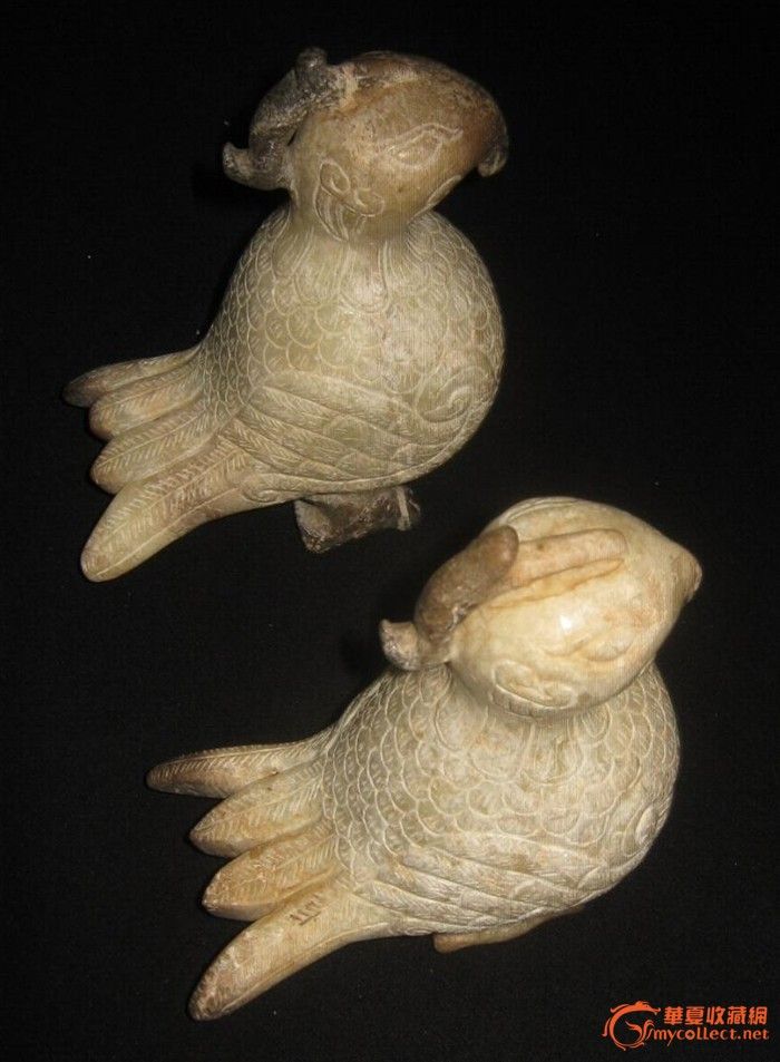 战国青白玉鹦鹉一对-战国青白玉鹦鹉一对价格