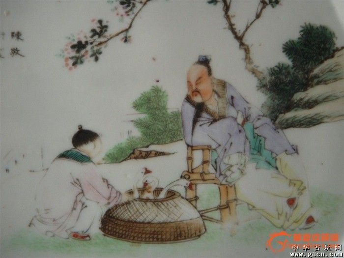 浅降名家【王羲之爱鹅】细路腰子形文房茶盘_浅降名家【王羲之爱鹅】细路腰子形文房茶盘价格_浅降名家【王羲之爱鹅】细路腰子形文房茶盘图片_来自藏友山外山人_瓷器_地摊交易_华夏收藏网 cang.com