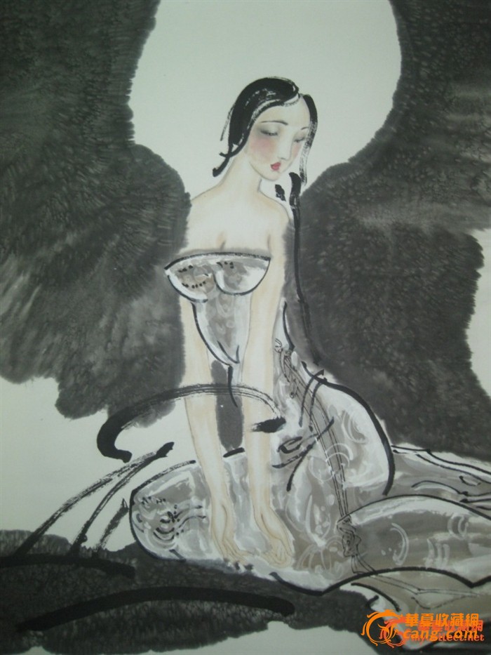 当代著名人物画家 薛林兴 仕女图立轴