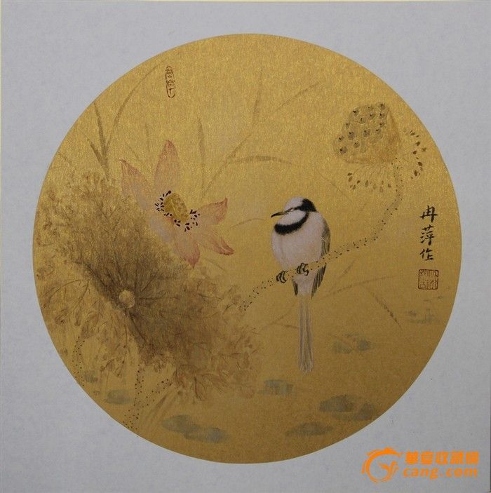 天津美院研究生-冉萍-荷花小鸟-卡纸_天津美院