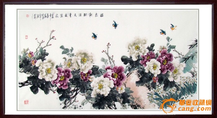 名画家王芳六尺牡丹精品