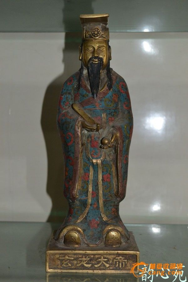 独特收藏景泰蓝鎏金玄龙大帝佛像摆件_独特