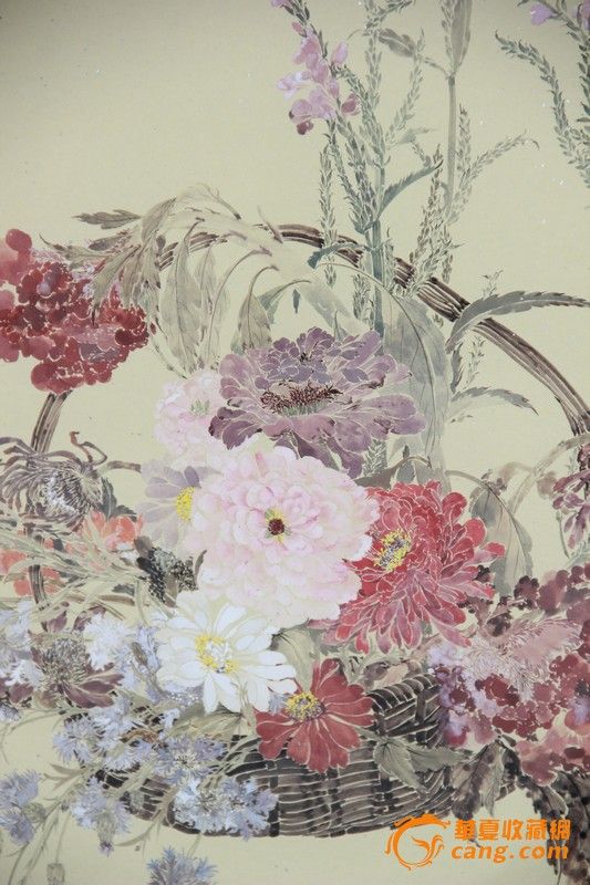 天津美院研究生--杨娜--没骨花卉卡纸--花篮--展