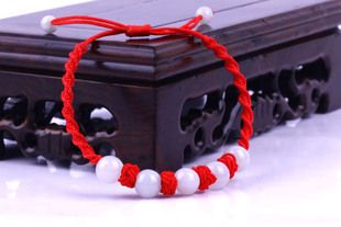 玉器珠子中国结手链 翡翠a货纯手工编织款_玉