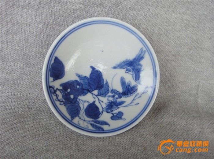 江西瓷业螳螂捕蝉黄雀在后青花小碟_江西瓷业