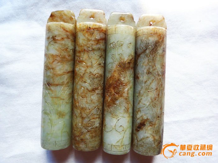 清代老玉官家翎管梅兰竹菊