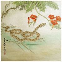 地摊 字画 其它 > 【送礼佳品】画家张永权 十二生肖工笔画之蛇系列