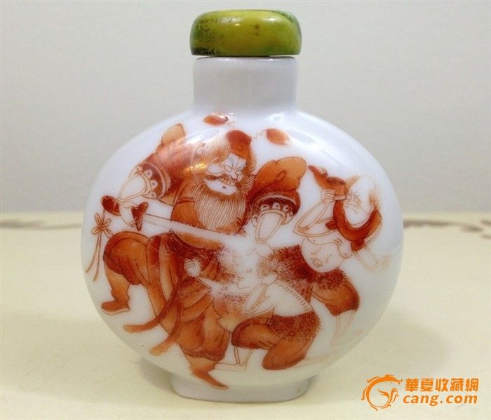 清 矾红钟馗捉鬼纹鼻烟壶-清 矾红钟馗捉鬼纹鼻