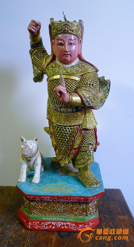 金漆木雕 二郎神杨戬 做工极美_金漆木雕 二郎