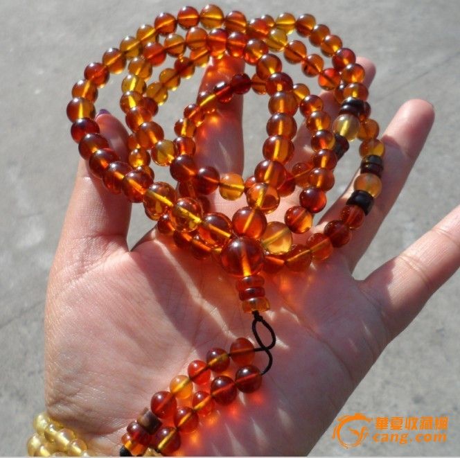 缅甸琥珀棕红色佛珠项链_缅甸琥珀棕红色佛珠