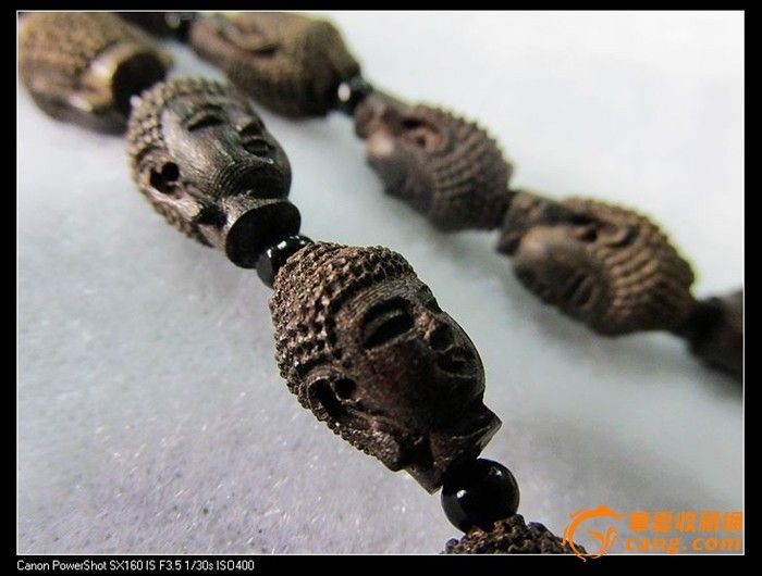 天然黑奇楠佛头沉香佛珠手链-天然黑奇楠佛头