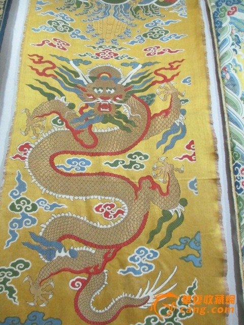 清代龙纹云锦条幅