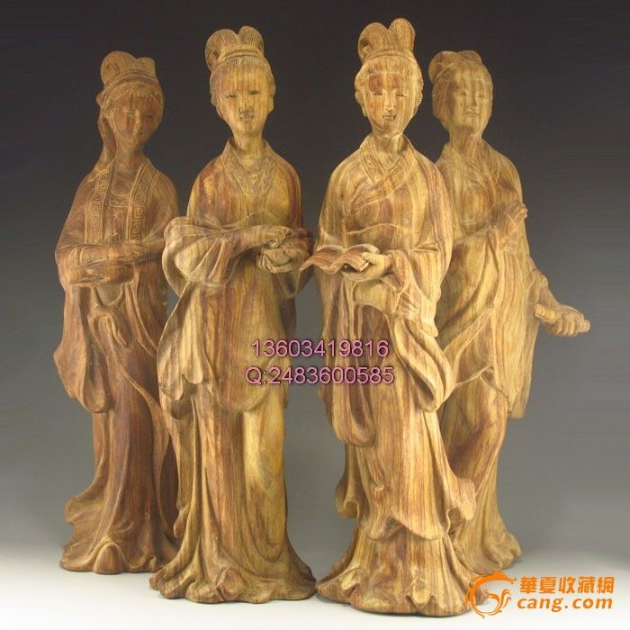 天然黄杨<em>木雕 四大美女</em>摆件一套-天然黄杨<em>木雕</em>