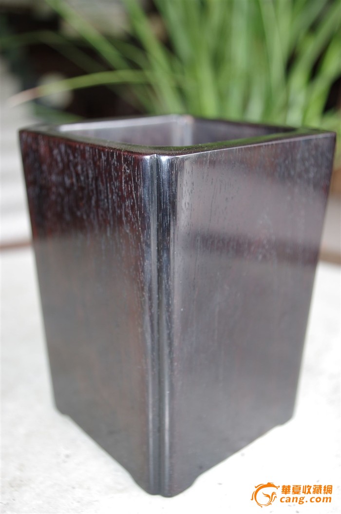 【精品】正宗明式"素工"小叶紫檀方笔筒