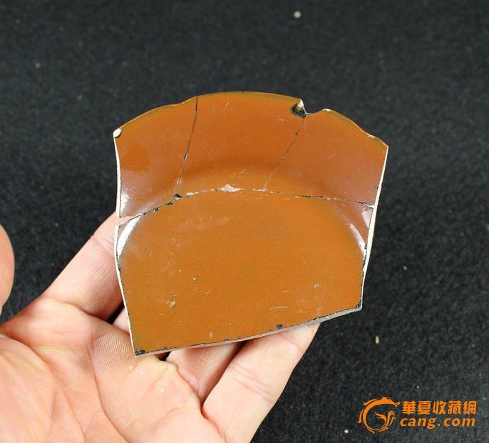 北宋当阳紫定平底折腹花口盘片---有天有地-北