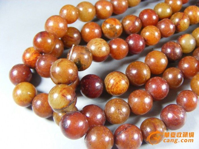 出土战汉带沁色玉珠一串-出土战汉带沁色玉珠