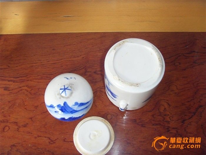 晩清青花山水精致炖盅_晩清青花山水精致炖盅