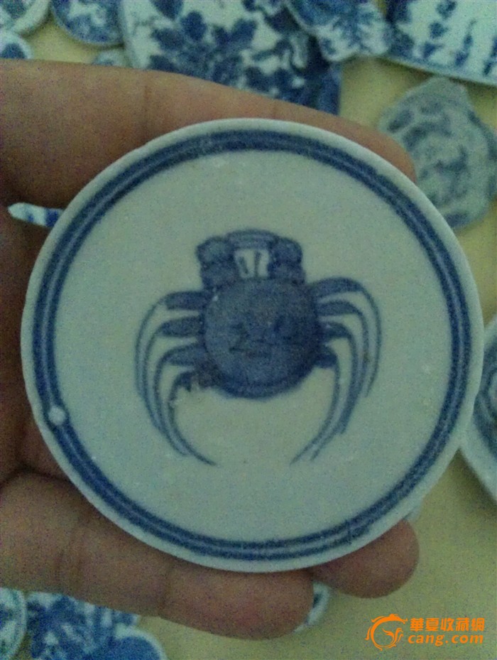 海捞瓷:明代螃蟹纹瓷片,画工清晰