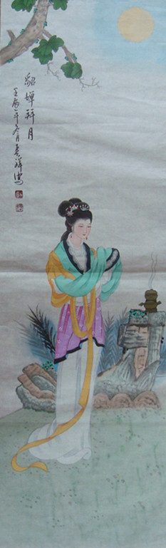 工笔画《貂蝉拜月》