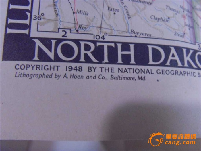 拆迁整理出唻 1948年款呼 全英文美国地图全图