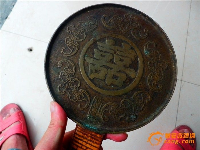清 五福双喜手持铜镜