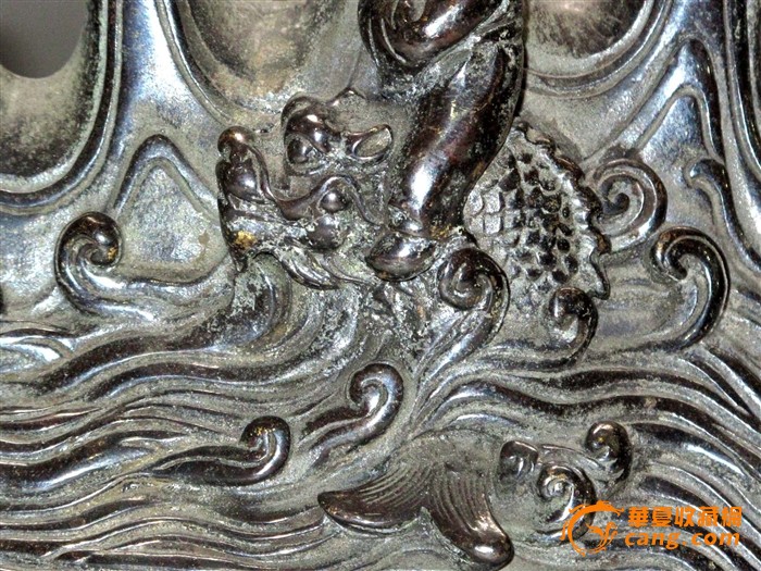收来的青铜色雕刻龙│鱼,小山笔架_收来的青铜