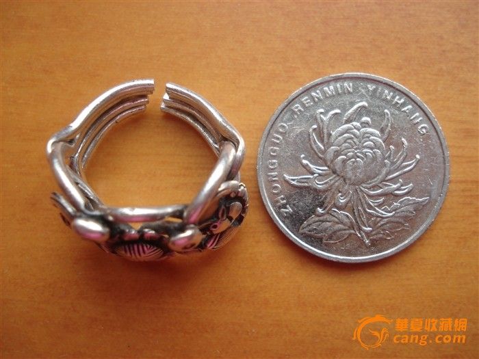 清出土四环扣四喜银戒指_清出土四环扣四喜银