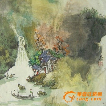 国画 纯手工写意山水三尺斗方图片