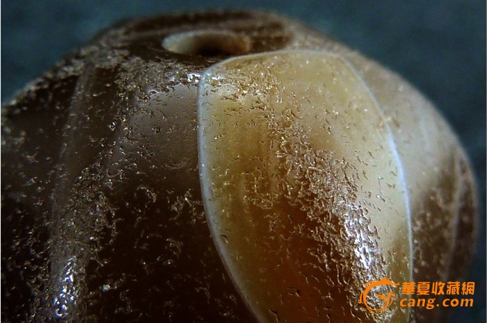 六棱带缠丝唐球老玛瑙珠子