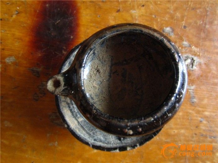 明代清代双把手磁州窑油灯-明代清代双把手磁