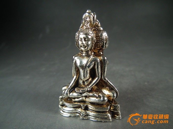 民国鎏银三面佛