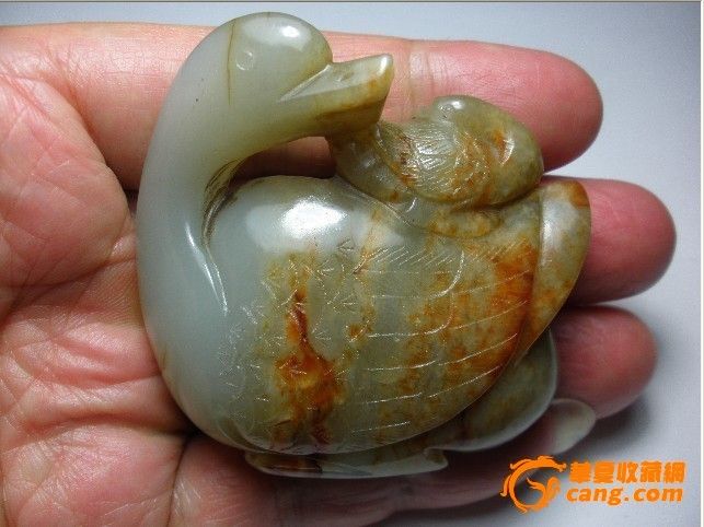 和田青白玉 鹅如意 -和田青白玉 鹅如意 价格-和
