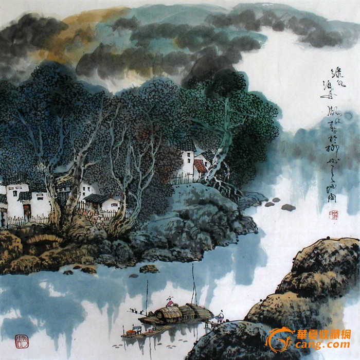 收藏增值 彩墨画家谭微中原创水墨山水 四尺斗方
