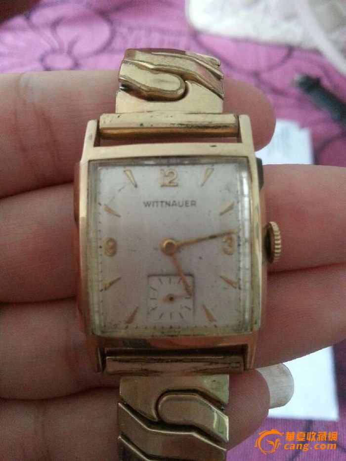 古董手表瑞士浪琴威娜欧10K包金方套男士手表
