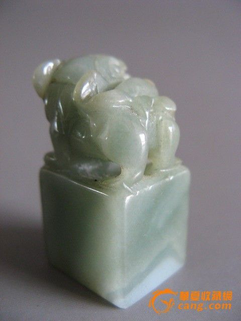 11808绿色油青翡翠貔貅方形小印章-11808绿色