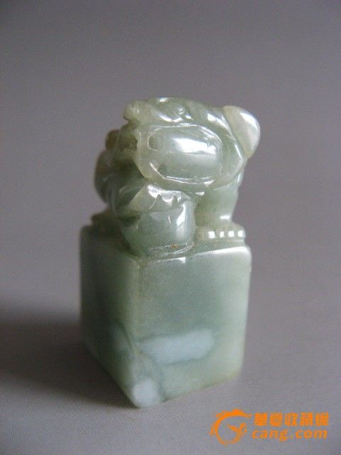 11808绿色油青翡翠貔貅方形小印章-11808绿色